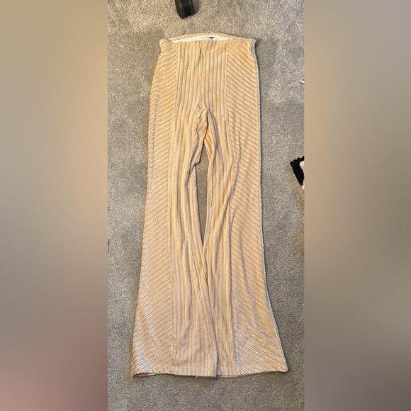 Free People Pants - NWT Free People Beige Ribbed Velvet Corduroy Flare Pants with stretch